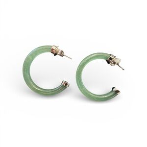 UTC Sterling Silver Green Stone Hoops